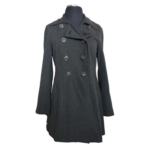 CAbi #648 Ponte Casablanca Knit Trench Coat Double Breasted Charcoal Gray Size S - Picture 2 of 13